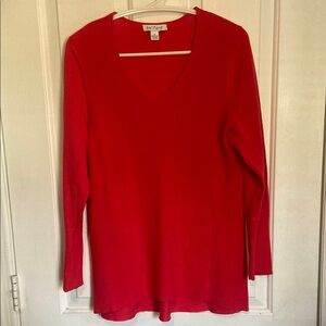 Belford Red Fitted Long Sleeve lightweight sweater